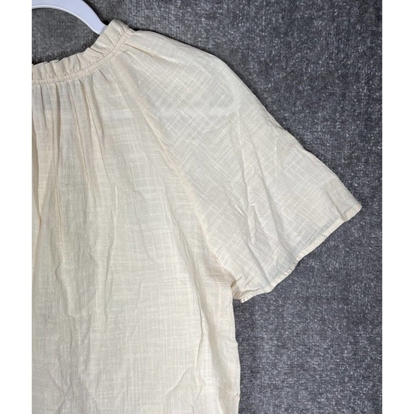 Falls Creek Short Sleeve Woven Pintuck Ruffle Pleated Top Womens Size Medium NWT - Picture 10 of 15